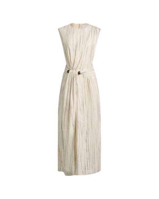 Fabrique Natural Felicia Handwork Draping Textured Stripe Sleeveless Dress