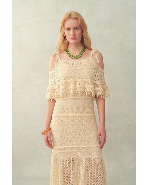 Fabrique Natural Dione Hand Crochet Detachable Capelet Knit Cami Dress