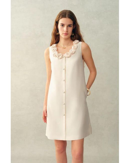 Fabrique Natural Yazmin 3D Floral Neckline Dress