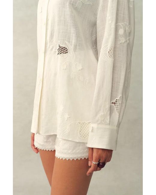 Fabrique Natural Leona Lily Of The Valley Mesh Embroidery Shirt