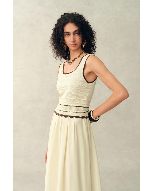 Fabrique Natural Vittra Embroidery And Woven Sleeveless Dress