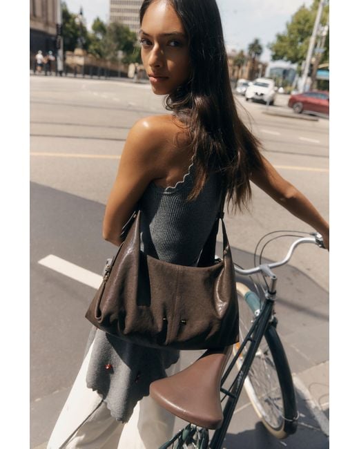 Fabrique White Aura Slouchy Hobo Bag