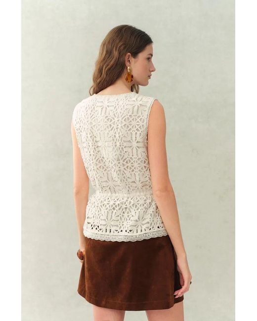 Fabrique Natural Zane Open Knit Drawstring Top