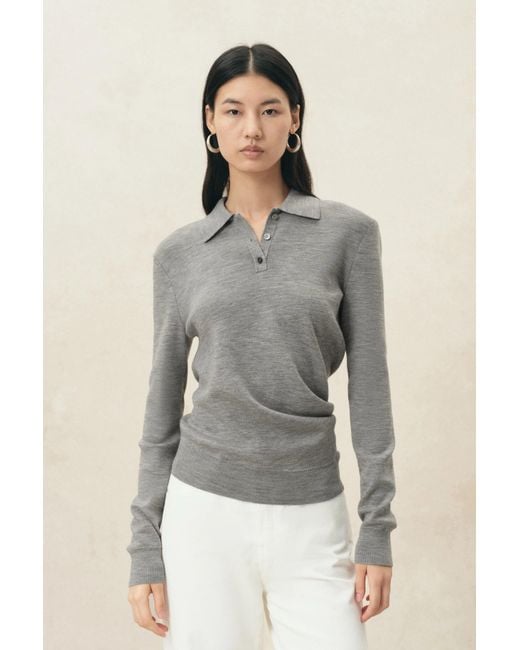 Fabrique Natural Zoe Cinched Waist Polo Top