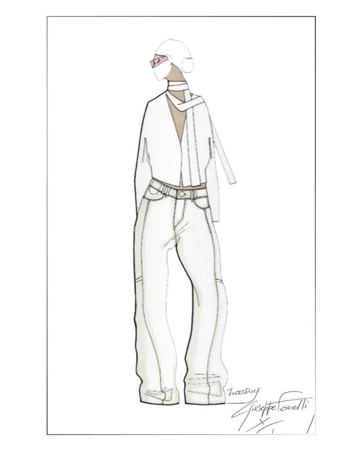 Fabrique Blue Bert Buckle Back Barrel Leg Jeans