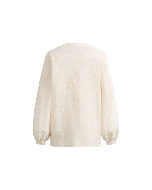 Fabrique Yellow Veyra Embroidered Collarless Shirt