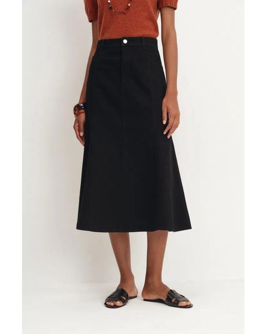 Fabrique Black Nyssa Flared Midi Skirt