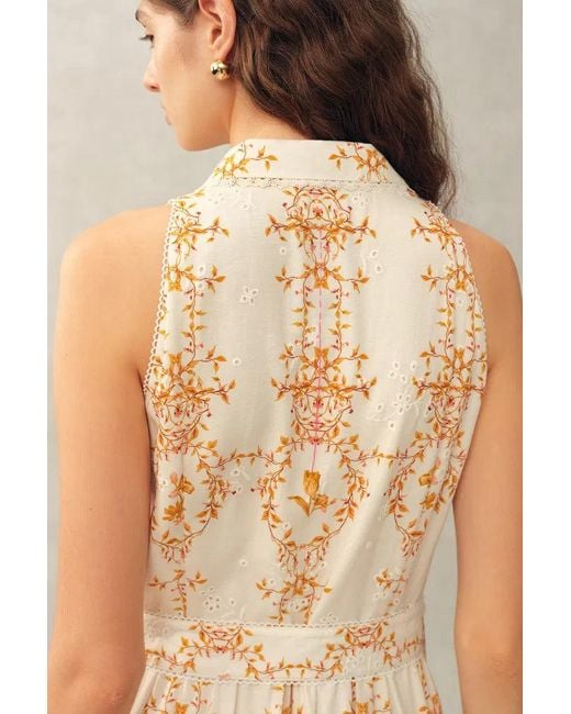 Fabrique Natural Wendy Floral Embroidery Belted Sleeveless Dress
