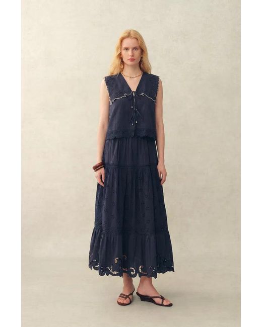 Fabrique Blue Ivy Sailor Collar Sleeve Sleeveless Top
