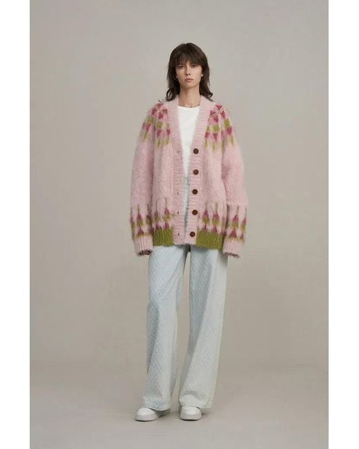 Fabrique Pink Deanna Fair Isle Cardigan