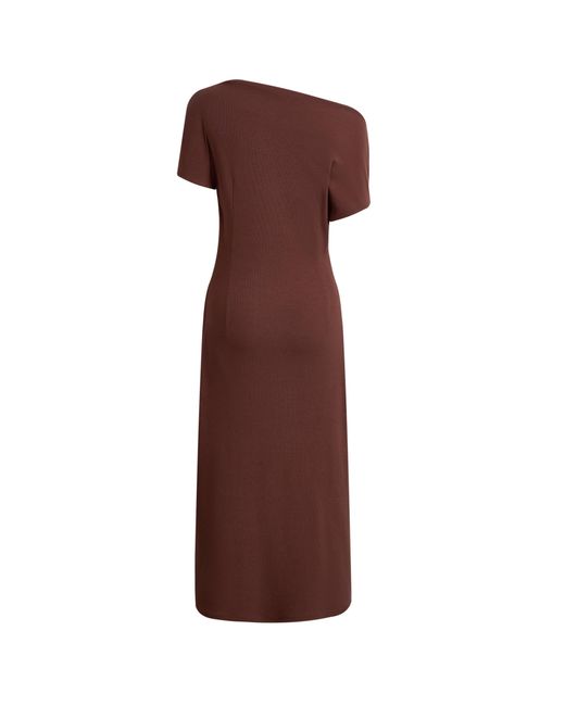 Fabrique Brown Hazel Asymmetric One Shoulder Dress