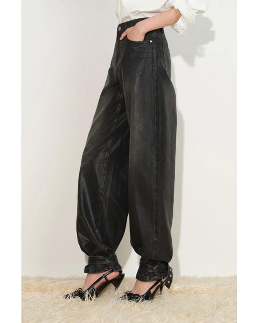Fabrique Black Lila Cinch Hem Barrel Leg Jeans