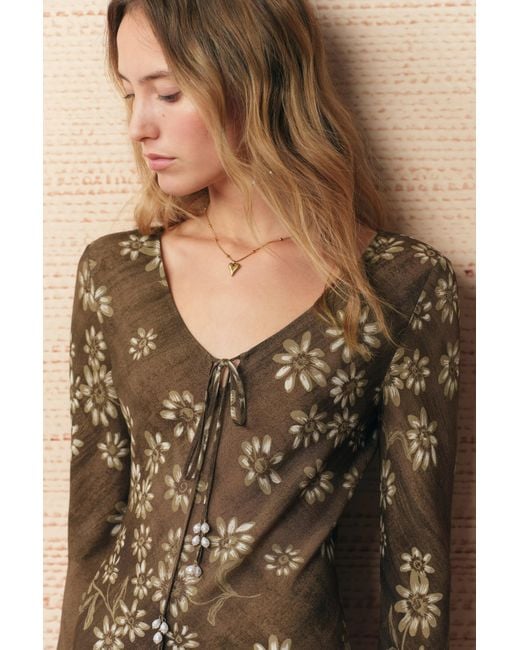 Fabrique Natural Iris Handpainted Floral Dress