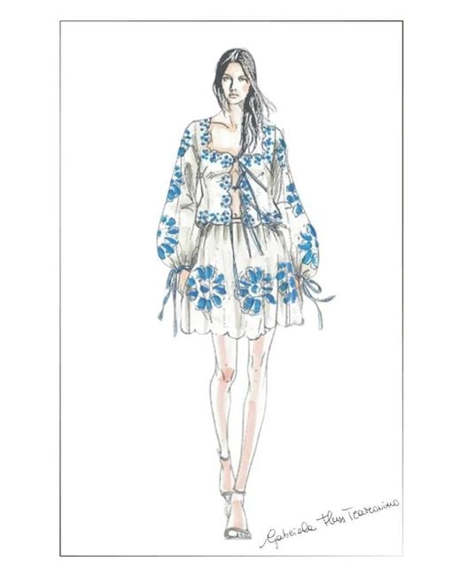 Fabrique Metallic Maggie Embroidery Resort Wear Tie Front Sheer Shirt