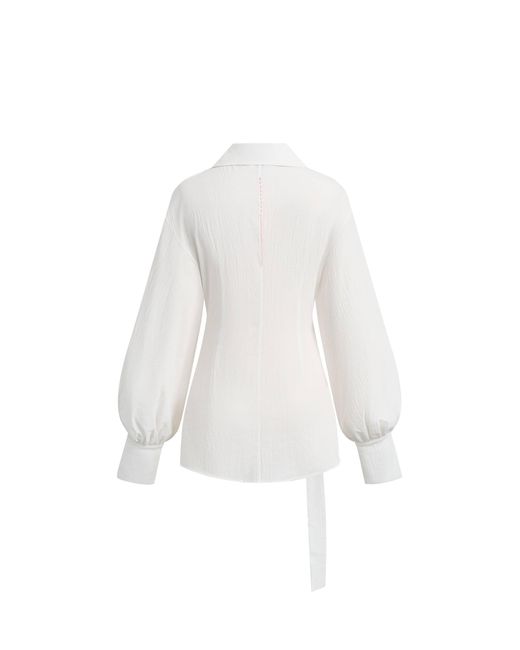 Fabrique Natural Bianca Hand Stitch Ruched-Waist Shirt