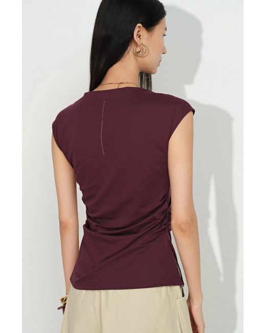 Fabrique Natural Gemma Ruched Short Sleeve Top