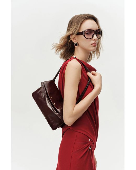 Fabrique Red Soft Rialto Double Flap Bag