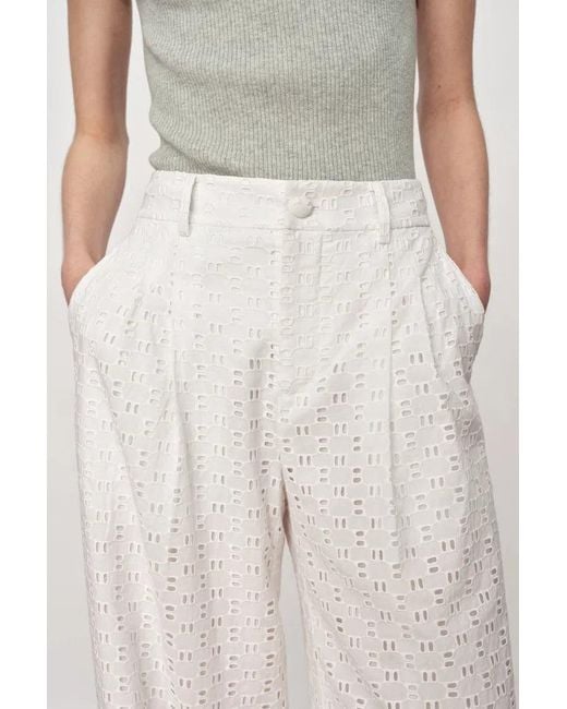 Fabrique Pink Eliana Cutwork Embroidery Wide Leg Pants