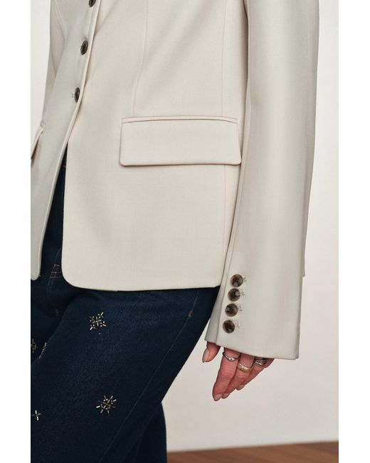 Fabrique Gray Celia Round Neck Suit Blazer