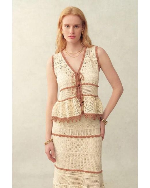 Fabrique Natural Malia Colorblock Sleeveless V Neck Top & Skirt Knit Set