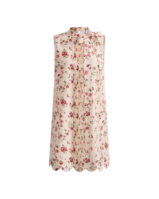 Fabrique Natural Thea Bow Tie Hand Painted Floral Sleeveless A Line Dress