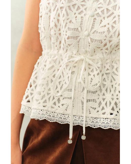 Fabrique Natural Zane Open Knit Drawstring Top