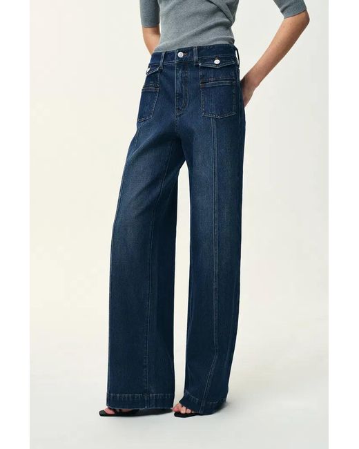 Fabrique Blue Stella Double Pocket Distressed Washed Jeans
