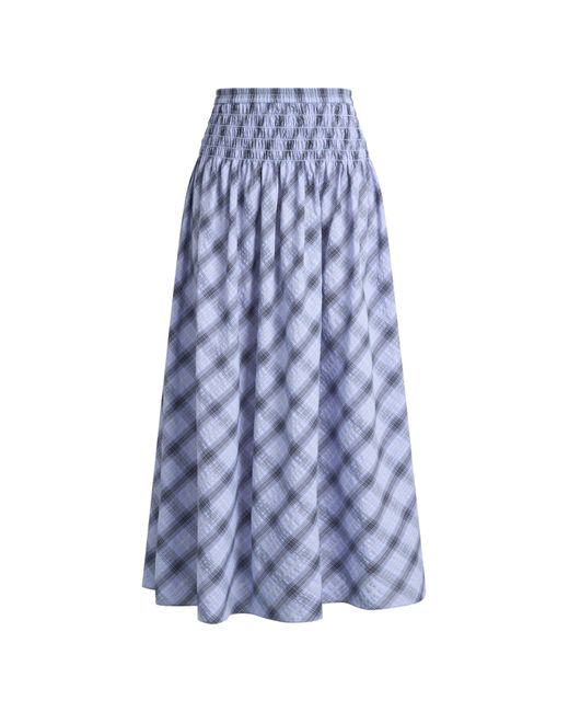 Fabrique Blue Crystal Smocked A Line Plaid Skirt