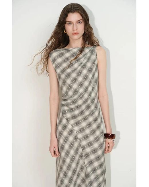 Fabrique Natural Phea Sculpted Plaid Dress