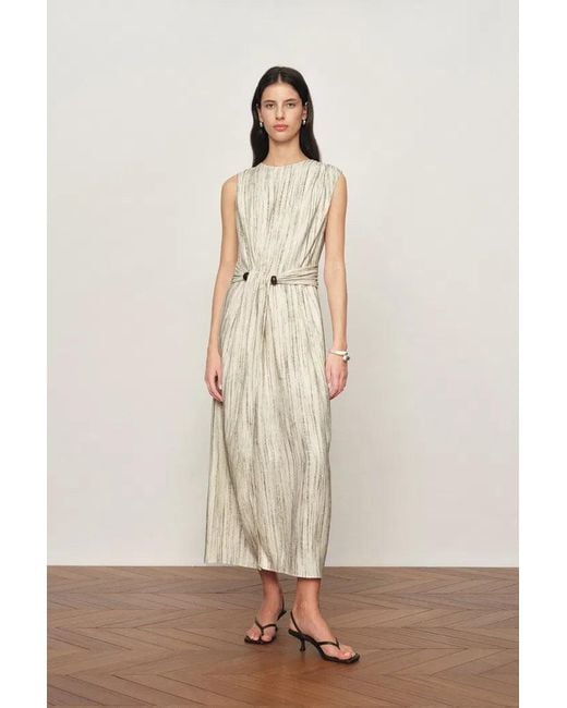 Fabrique Natural Felicia Handwork Draping Textured Stripe Sleeveless Dress