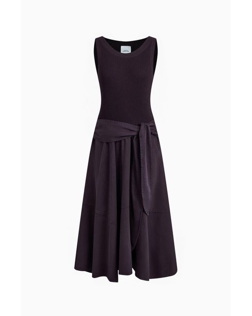 Fabrique Purple Kaia Paneled Waist Tie Sleeveless Dress