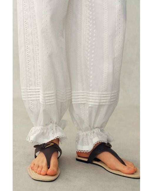 Fabrique White Elsa Pleated Balloon Pants