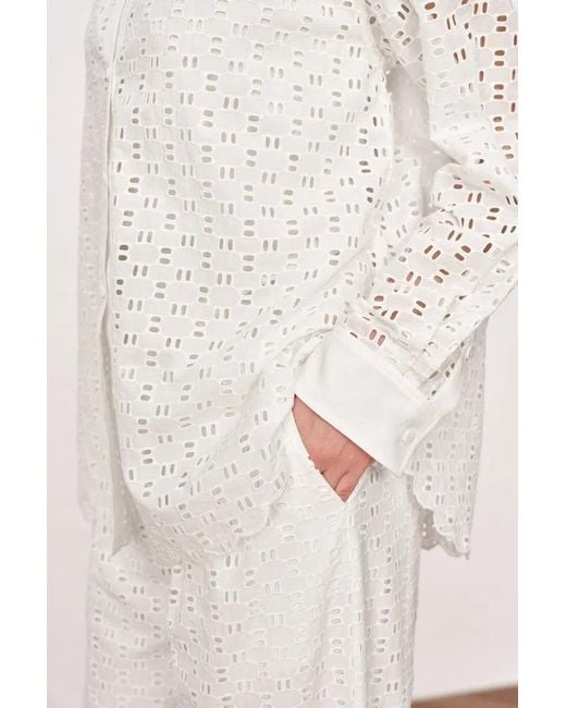 Fabrique White Eliana Cutwork Embroidery Point Collar Shirt