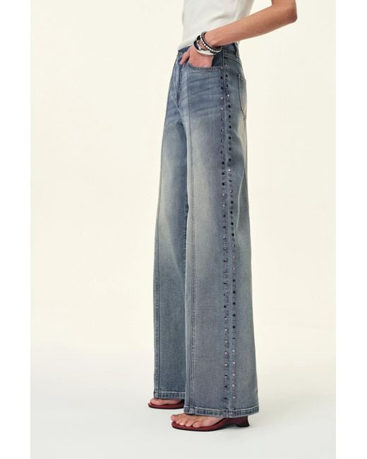 Fabrique Blue Calli Studded Wide Leg Jeans