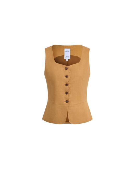 Fabrique Natural Suzane Handwork Stitched Scalloped Trim Sleeveless Top