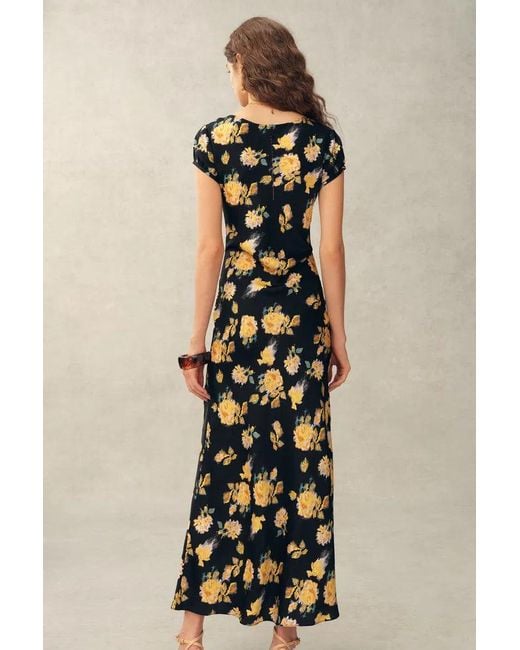 Fabrique Natural Maggie Handpainted Floral Cinched Waist Dress
