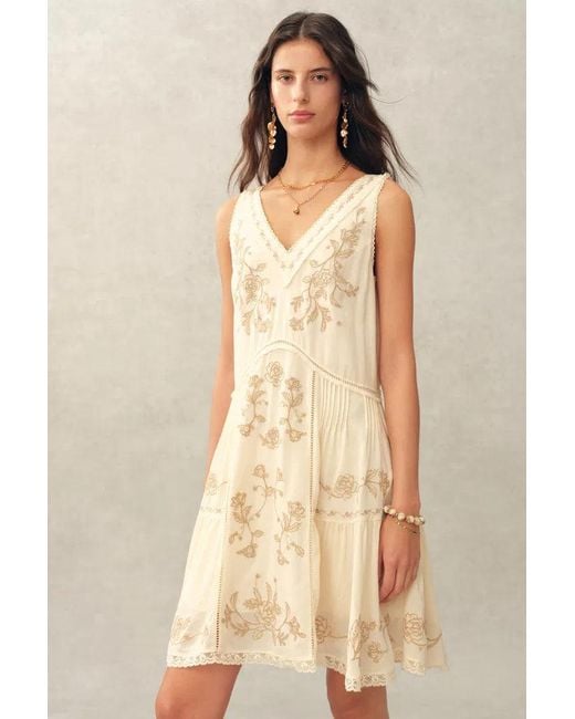 Fabrique Natural Aurelia Floral Lace Embroidery Sleeveless Dress