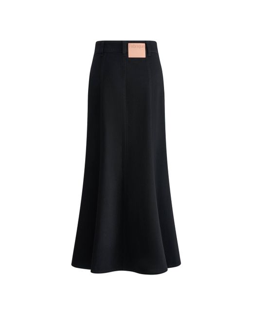 Fabrique Black Nyssa Flared Midi Skirt