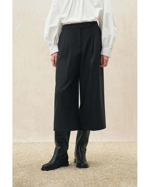 Fabrique Black Toranto Cropped Wide Leg Pants