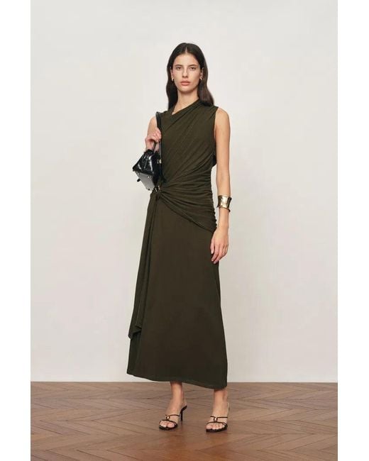 Fabrique Natural Delilah Asymmetric Draped Sleeveless Dress