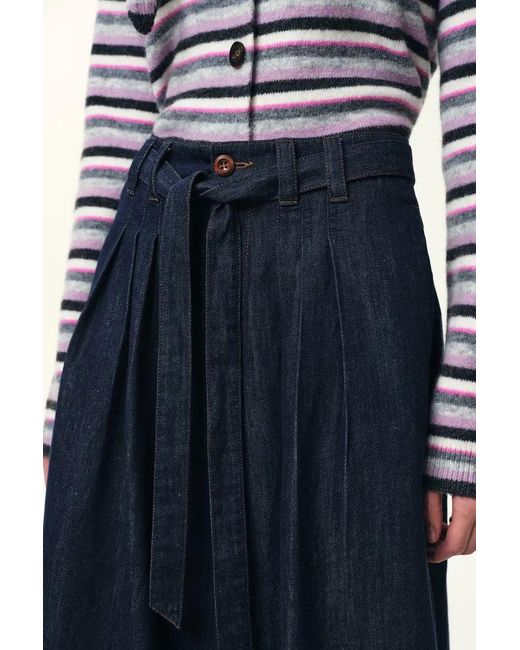 What Mathilde Deep Blue Fabrique Mathilde Waist Tie Skirt-Style Pants in Blue | Lyst