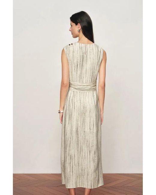 Fabrique Natural Felicia Handwork Draping Textured Stripe Sleeveless Dress