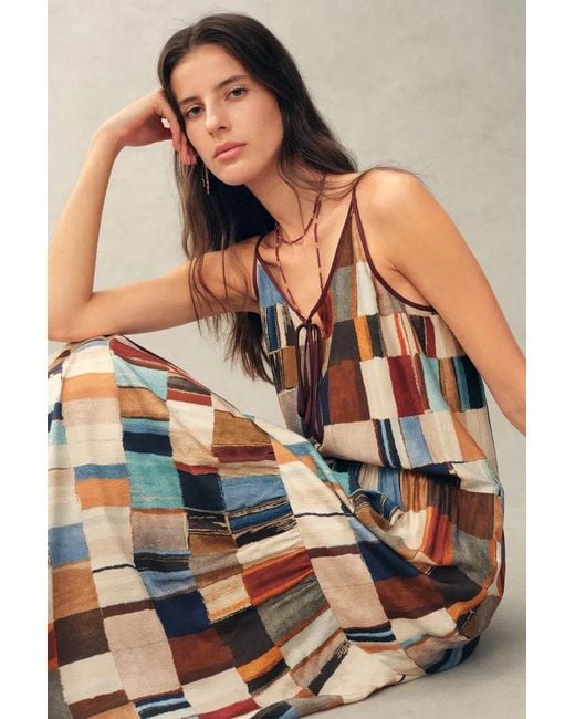 Fabrique Natural Morven Mosaic-Print Robe Dress