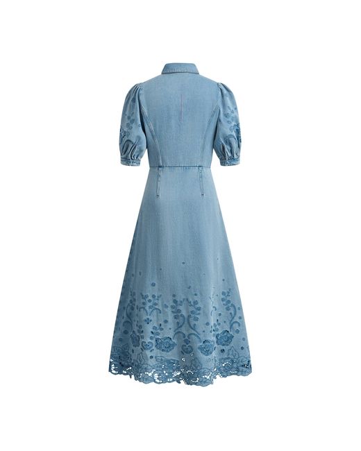 Fabrique Blue Vinetta Puff Sleeve Dress