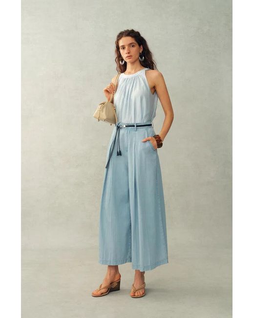 Fabrique Blue Ivy Elasticated Waist Wide-Leg Jeans