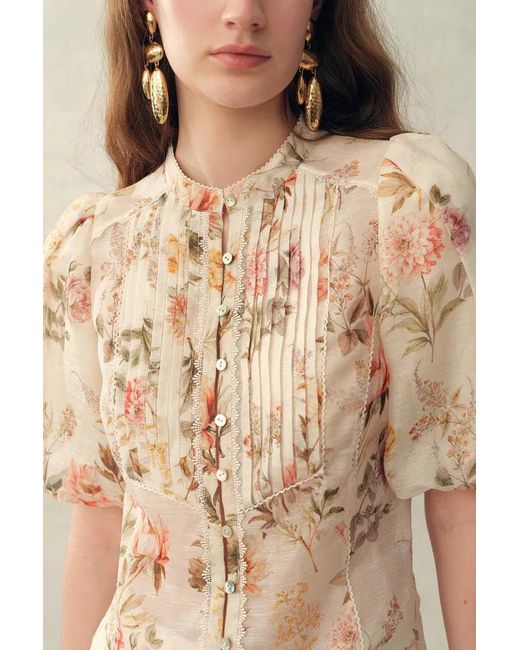 Fabrique Natural Floris Floral Print Sheer Lace Top