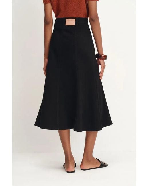 Fabrique Black Nyssa Flared Midi Skirt