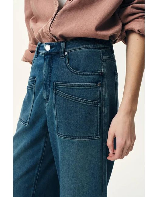 Fabrique Blue Carrie Front Pocket Washed Straight Jeans