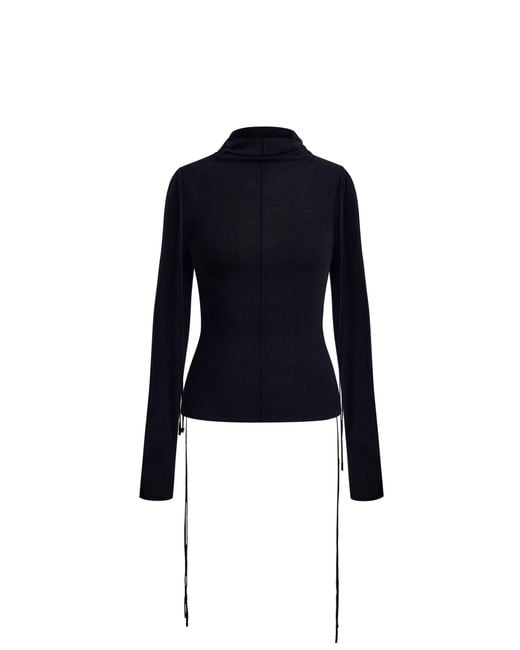 Fabrique Black Sibyl Turtleneck Fitted Top