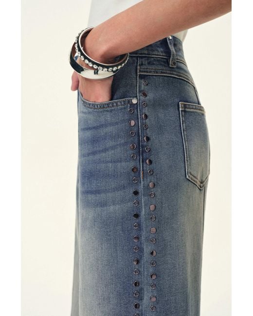 Fabrique Blue Calli Studded Wide Leg Jeans